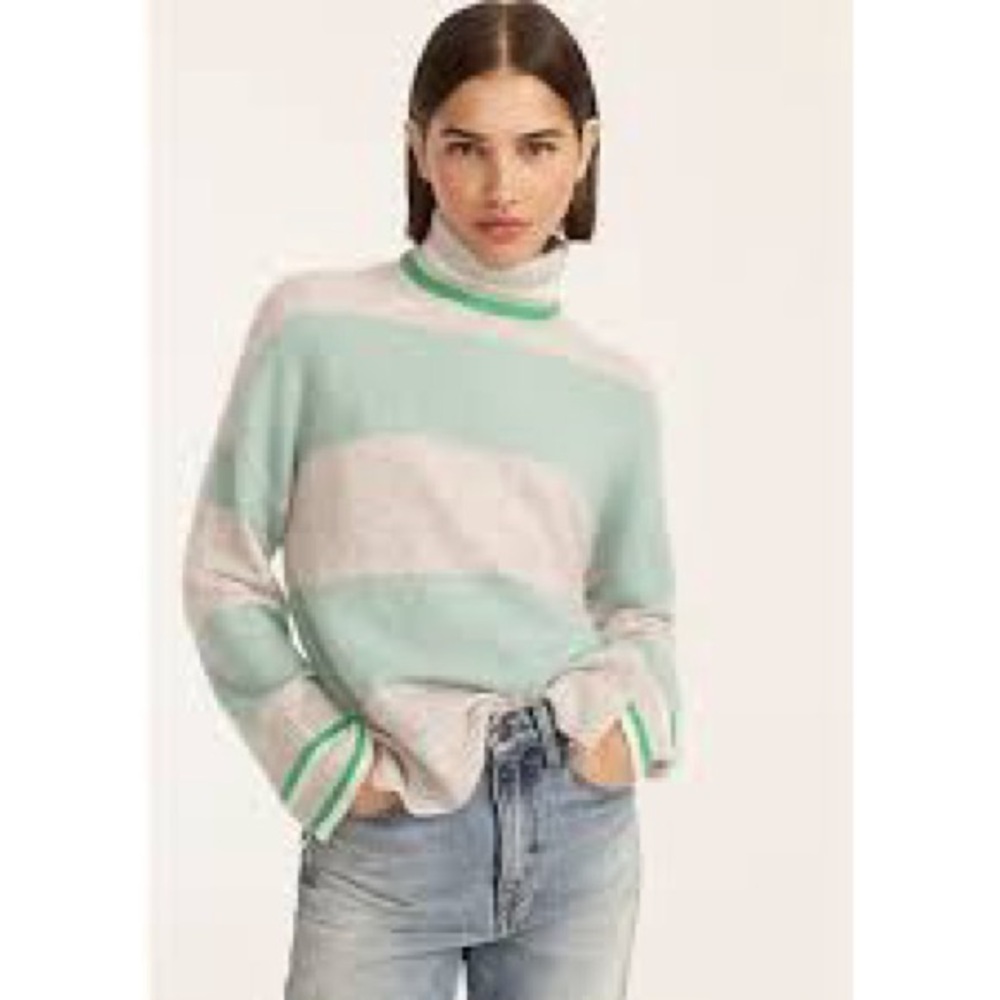 J.Crew Striped Turtleneck Sweater in Supersoft Yarn.